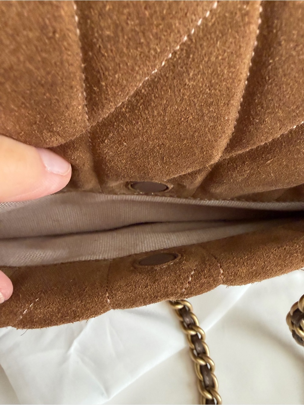 Coach Quilted Tabby 26 Cedar Suede Shoulder Bag with Gold Hardware - Picture 12 of 17